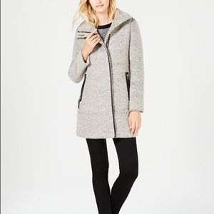 Calvin Klein Faux-Leather Trim Coat-  Never worn!